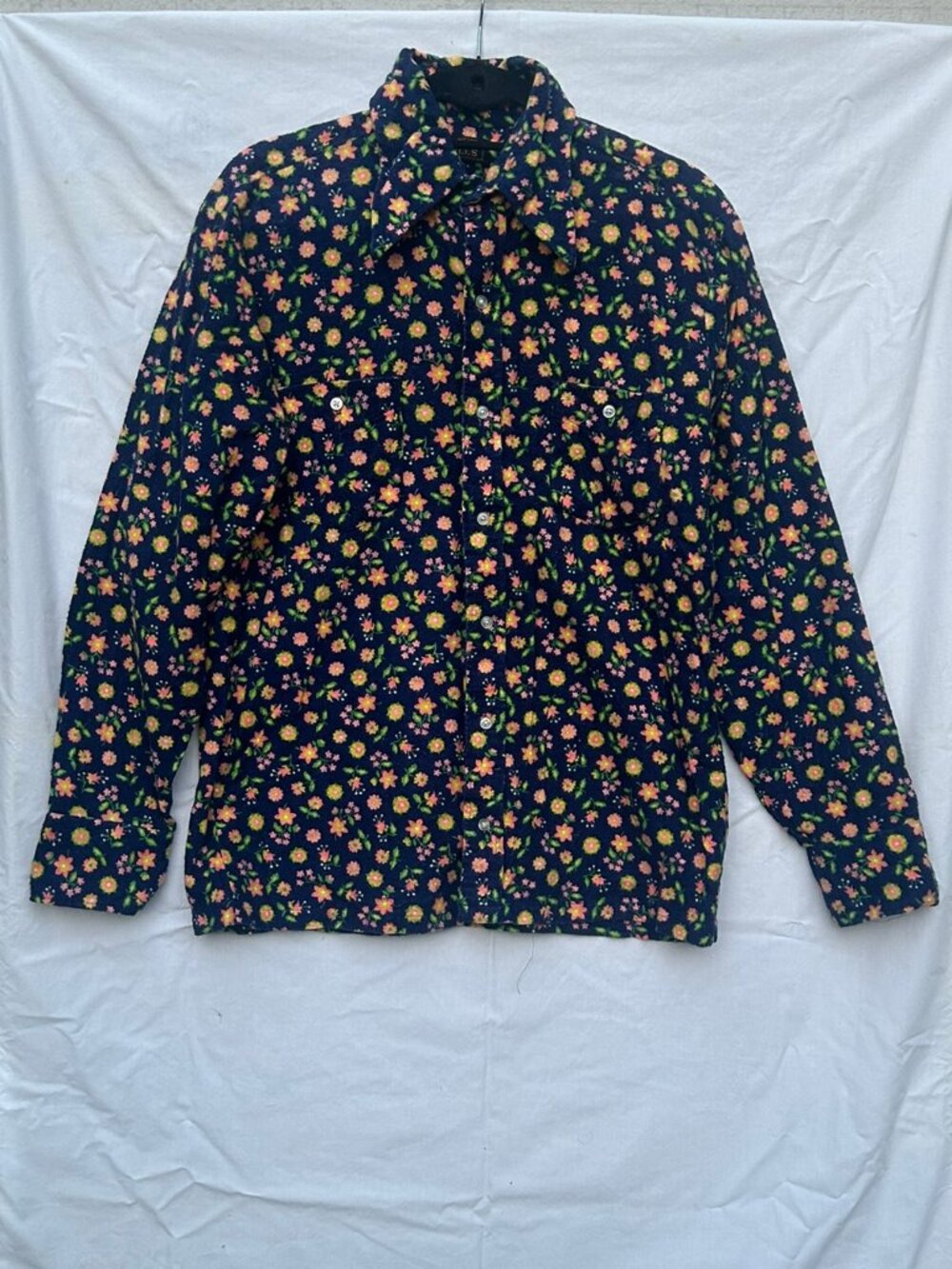 H.I.S. Men’s Floral Navy Flannel Button-Up Shirt 16 - 16 1/2 Large